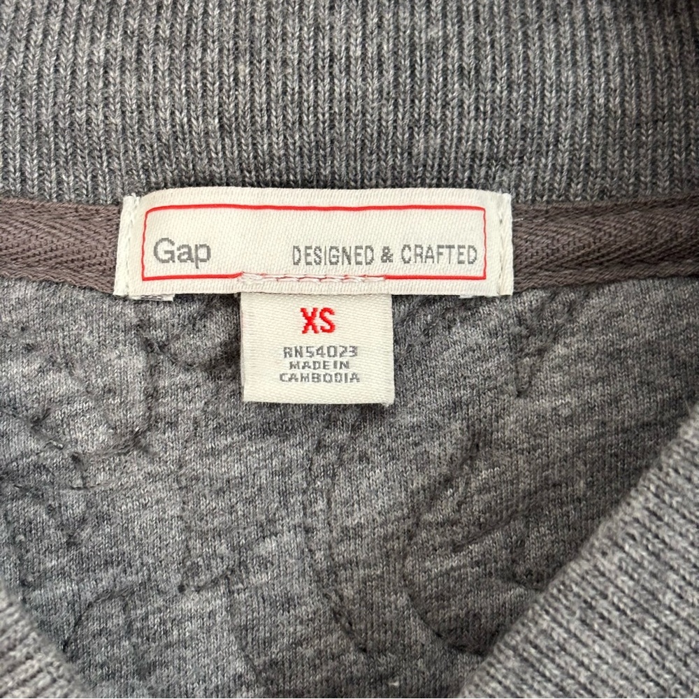 GAP | Grey Quilted Preppy Street Style Casual Zip-up Bomber Jacket | Size XS - Picture 5 of 6